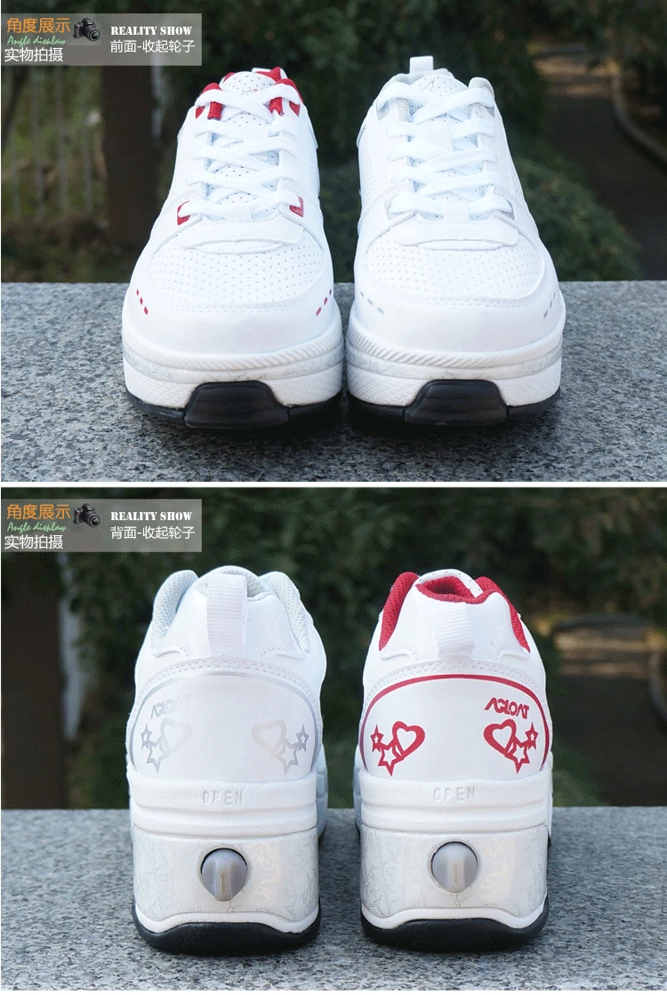 Hot Shoes Casual Sneakers Walk+Skates Deform Wheel Skates for Adult Men Women Unisex Couple Childred Runaway Skates Four-wheeled