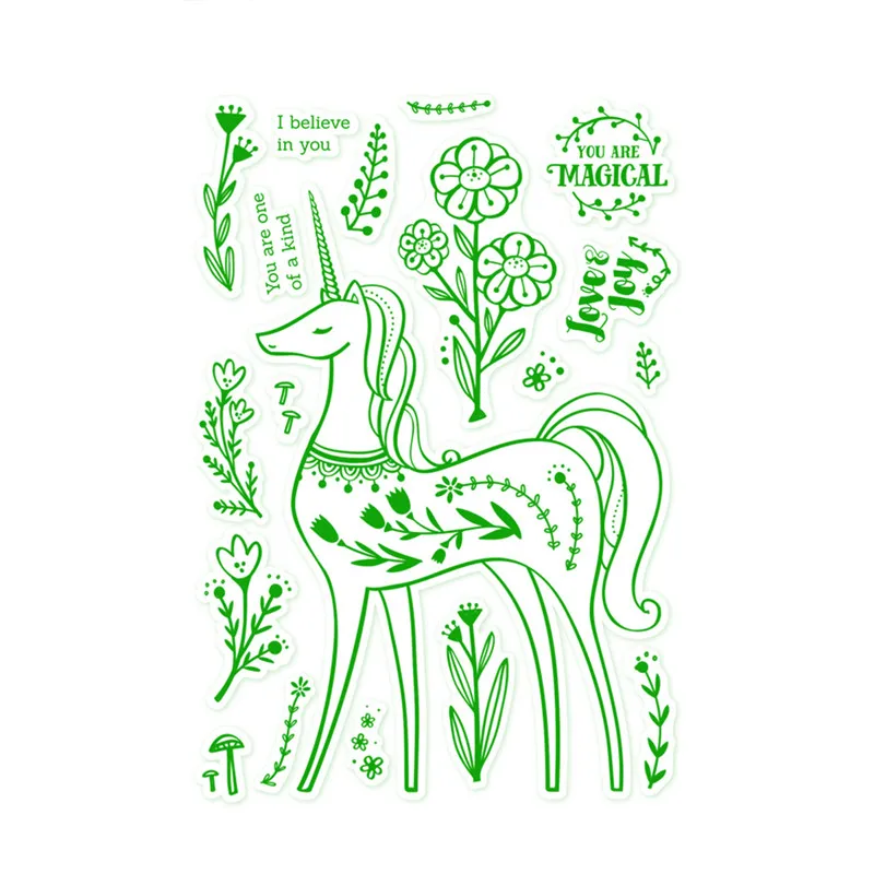 Naifumodo штампы и единорога Скрапбукинг животные Цветочные для изготовления карт