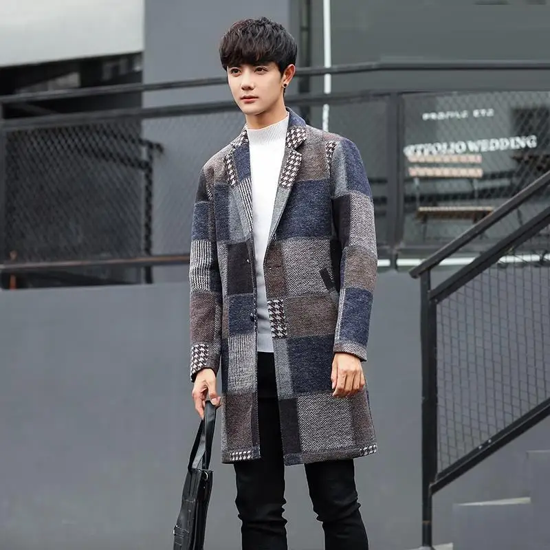 Manteau Homme Moleton Casaco Masculino Plaszcz длинные Cappotto Uomo для мужчин весна зима плед Slim Fit рок