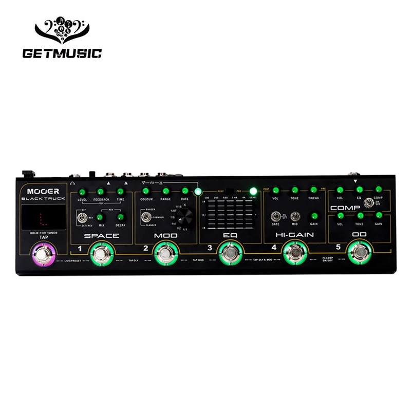 Original MOOER BLACK TRUCK Guitar pedal 6 effects pedals built into 1 simple unit Built-in precision guitar tuner Stereo outputs