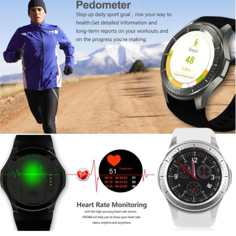 Fashion Watch DM368 Smart Bluetooth Camera Mp3 player SIM Phone Pedometer Clock Wristwatch Smartwatch for android | Электроника