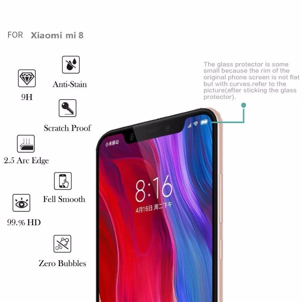 Tempered Glass For Xiaomi 8 Mi8 SE Screen protective cover smartphone case on toughened 9H crystals clear | Мобильные телефоны и