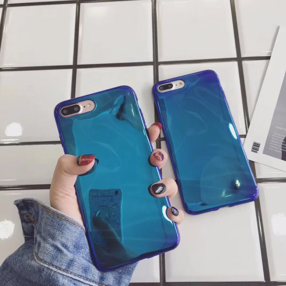 Yusee гальванизирует синий свет мягкий чехол для телефона стильный abstract Cover iPhone X 6 6S