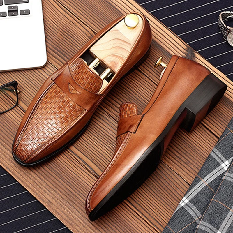 Туфли мужские из натуральной кожи роскошные дизайнерские без застежки