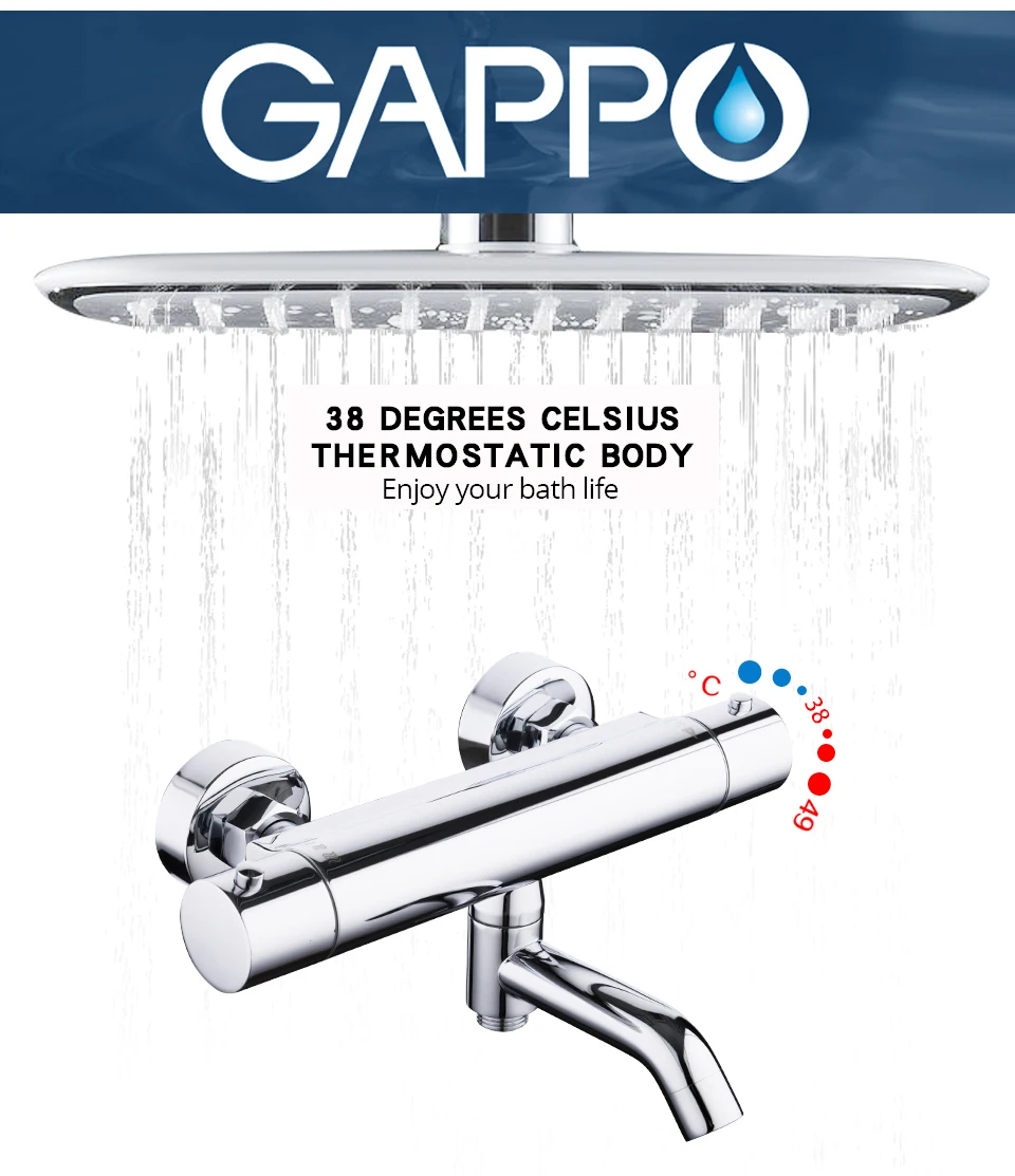 GAPPO Shower Faucets bath mixer with thermostat wall mounted shower tub faucet thermostatic water mixer bath griferia