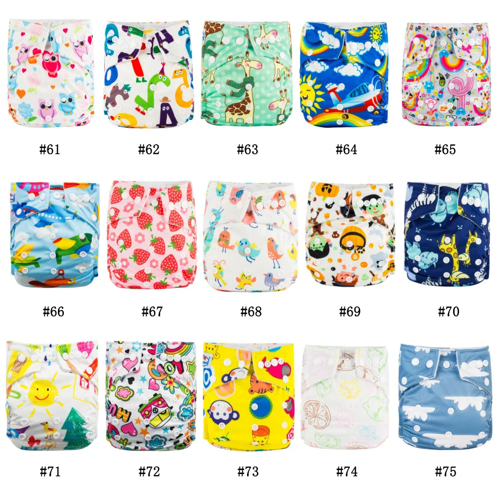 Babyland 15pcs Baby Cloth Diapers+15 sets Embroidery Diapers Absorbents Washable Diapers Reusabe +5pcs Bamboo Cotton Inserts