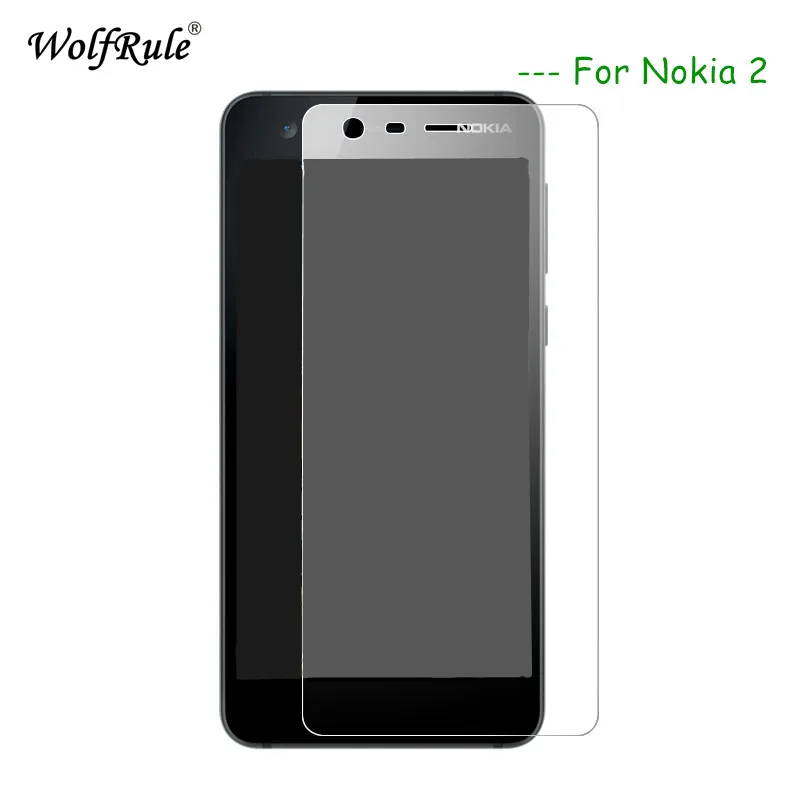 2 piezas de vidrio para Nokia 2 Protector de pantalla de vidrio templado para Nokia 2 vidrio Anti-rasgu&ntilde;o pel&iacute;cula de tel&eacute;fono para Nokia2 WolfRule-0