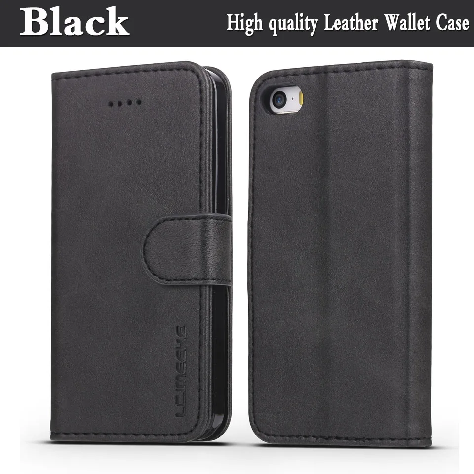 Black Для Funda iPhone 5S чехол Роскошный кошелек чехол iPhone 5 кошелек кожаный флип-чехол для Coque iPhone 5 чехол iPhone 5 5S SE чехол - Цвет: Black