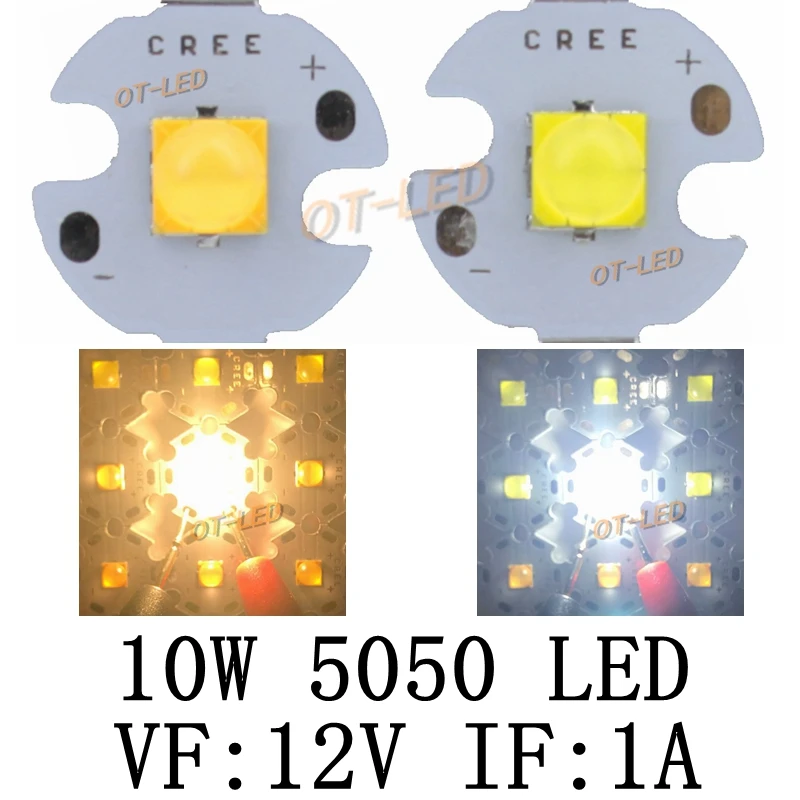 

10PCS 10W 12V 1A tdled Ceramic 5050 Cold White Warm White High Power LED Emitter Diode instead of CREE XML XM-L T6 LED for DIY