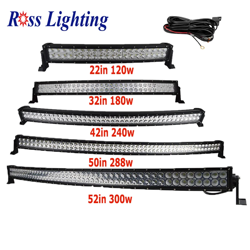 

21 32 42 50 52 inch Curved LED Light Bar 120W 180W 240W 288W 300W COMBO Driving Offroad Car Tractor Truck 4x4 SUV ATV 12V 24V