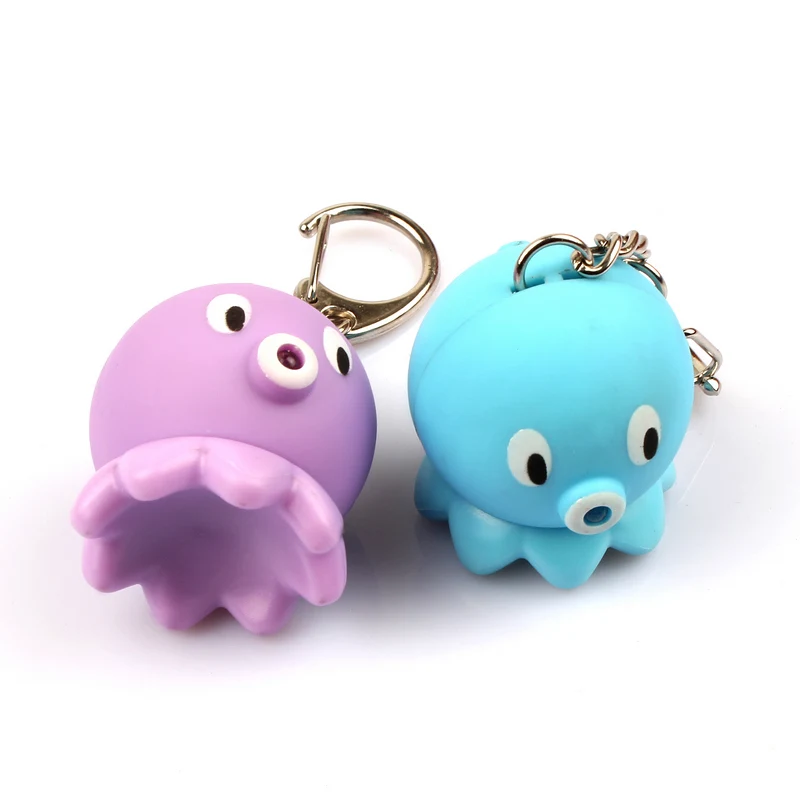 Sea Animal Octopus Action Figure Toys Keychain Kawaii LED Light Sound Keychains Kids Gifts Free Shipping | Игрушки и хобби