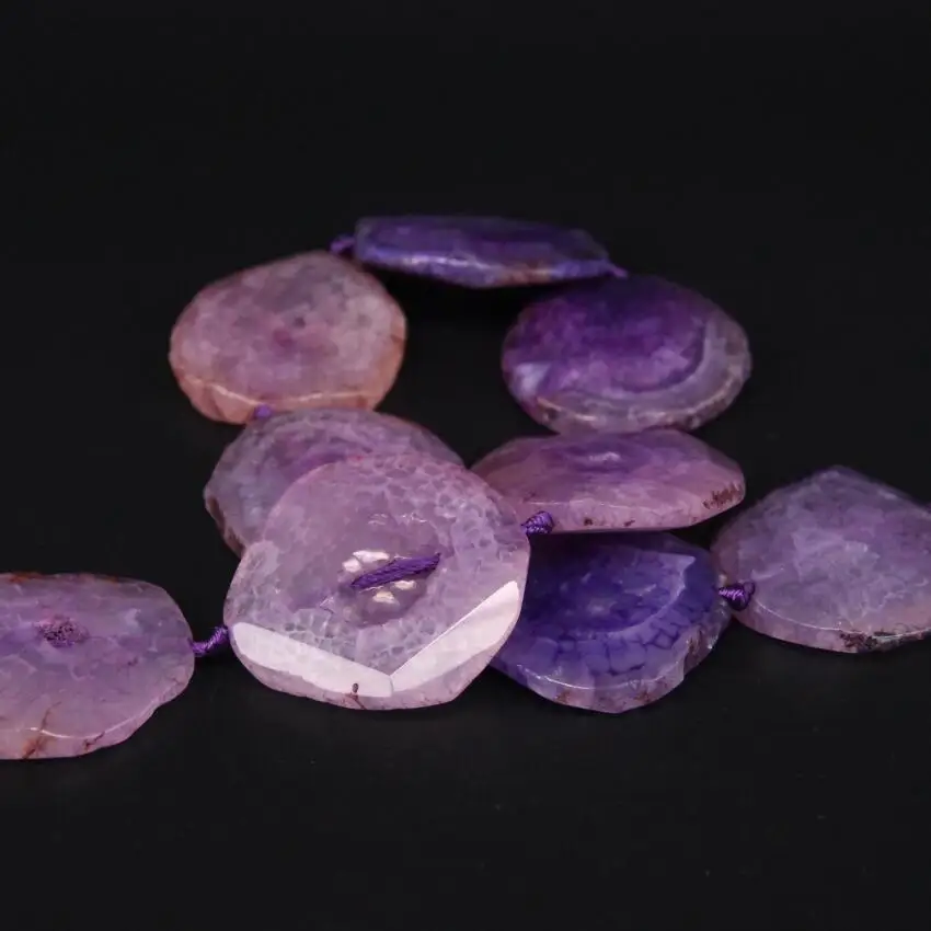15," strand Большой Естественного фиолетового цвета Dragon vein кулон agates Druzy граненая плита Самородок Свободные бусины, необработанный камень ломтик бусины-подвески для ювелирных изделий