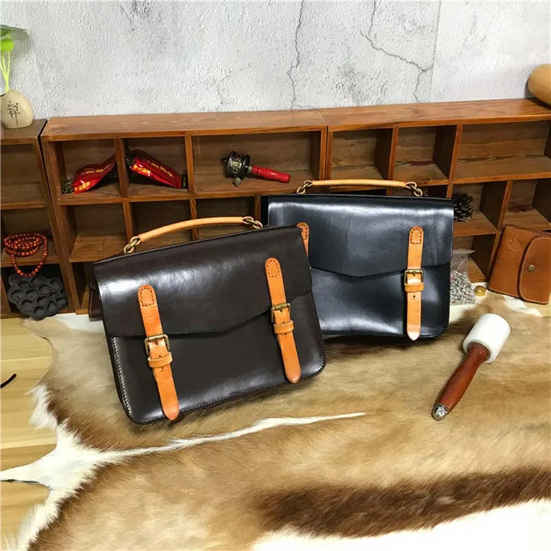 AETOO Retro vegetable tanned tree cream female handbag first layer leather bag shoulder | Багаж и сумки