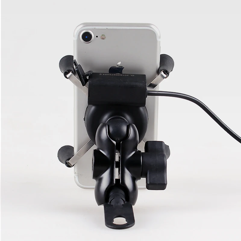 motorcycle phone holder usb charger for iphone x 8 7 plus 4 to 6 5 inch mobile phone suport 360 degree x type motorbike holder free global shipping