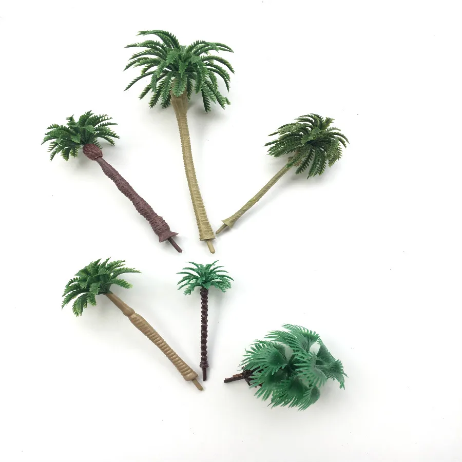 6Piece Miniature Artificial Palm Trees for Ho Train Layout Plastic