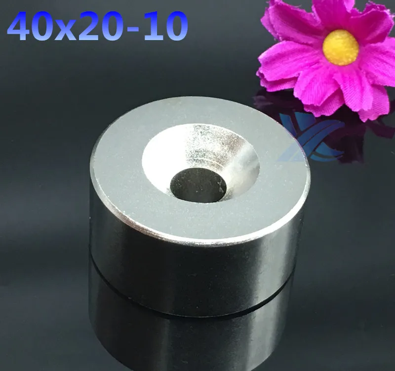 Неодимовый магнит 40x20 мм отверстие 10 сверхмощный круглый редкоземельный Мощный