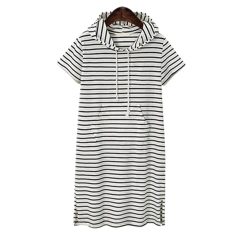 Новые летние женские повседневные свободные полосатые толстовки с коротким