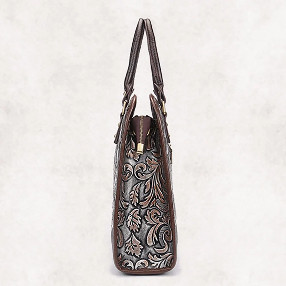 Сумка женская из натуральной кожи с цветочным принтом|genuine leather women bag|large tote bagleather