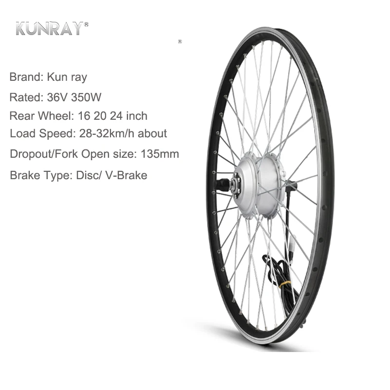 Verkaufen KUNRAY Elektrische Bike Conversion Kit Bürstenlosen Getriebe Hub Motor 36 V 350 W Hinten Motor Rad Für Roller DC Controller LCD Drossel 20