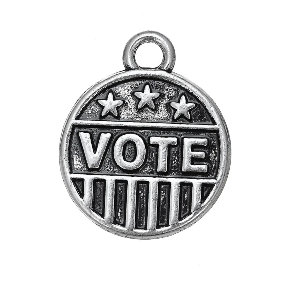 

Винтажные круглые шармы RAINXTAR из сплава, VOTE шармы 50 шт. 14*17 мм AAC634