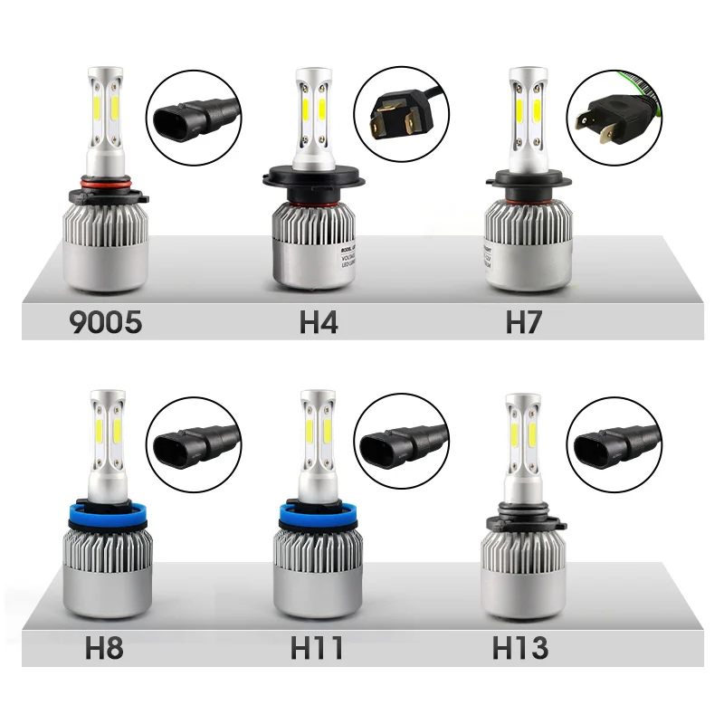 Hlxg 3-х сторон H7 LED HB3 9005 HB4 9006 36 Вт 12000lm фар автомобиля автомобилей спереди лампы 6500 К Освещение для Volkswagen Nissan