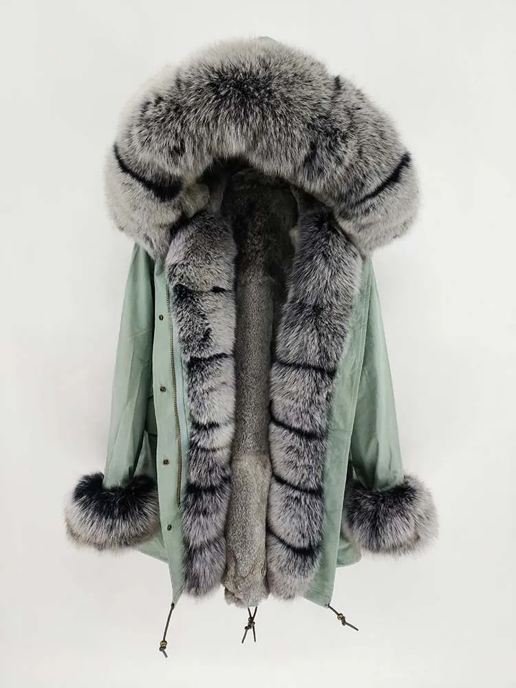 Rabbit fur liner A Mao KongLong парка зимняя куртка женские парки пальто из натурального меха натуральный мех енота капюшон Подкладка из натурального кроличьего меха Роскошная уличная одежда - Цвет: Rabbit fur liner A
