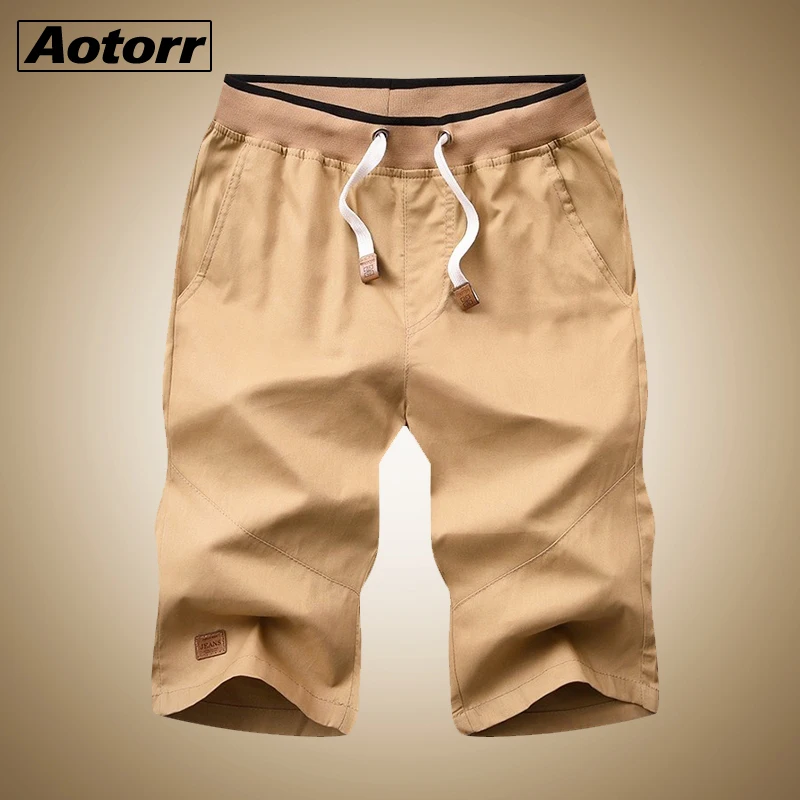 Мужские повседневные брюки-карго шорты Летняя одежда из хлопка цвета хаки