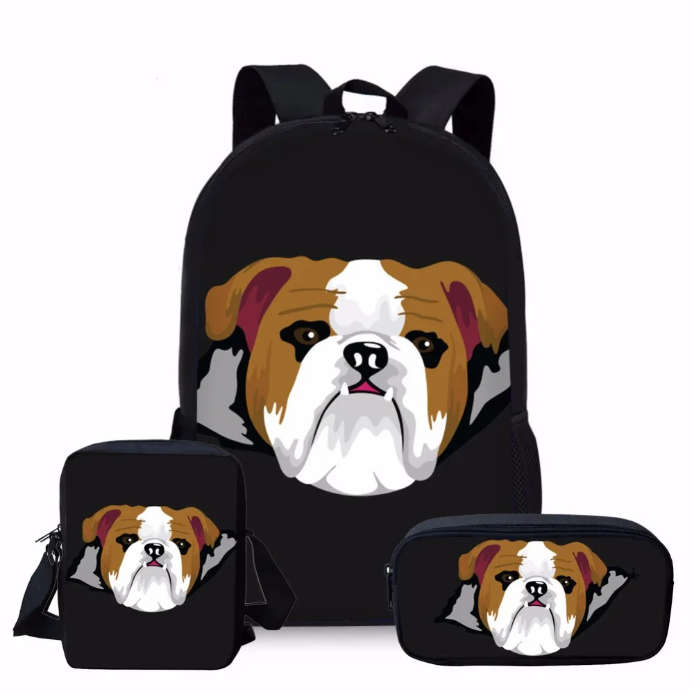 FORUDESIGNS 3 шт./компл. школьные ранцы с рисунком английского бульдога для детей