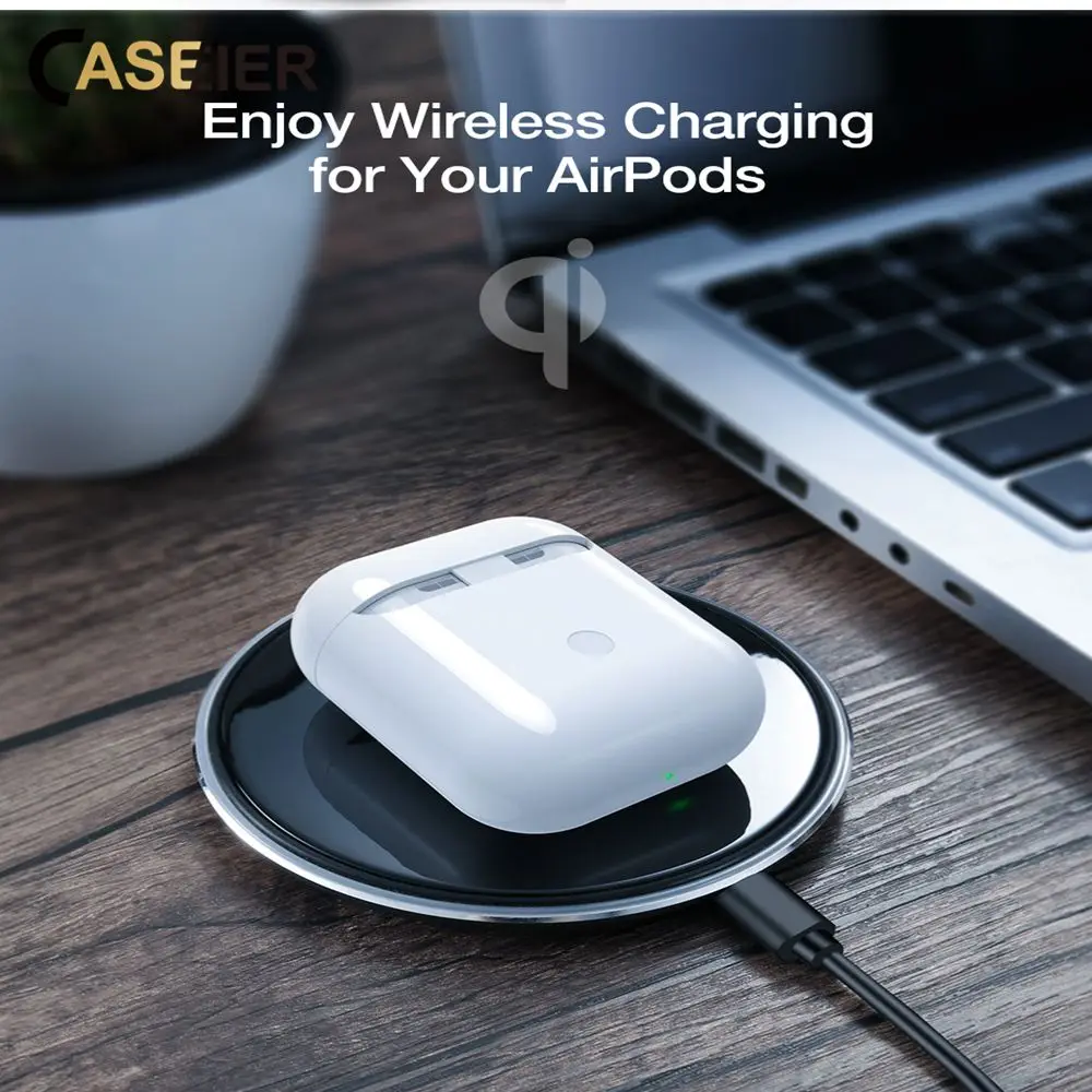 Caseier Qi Беспроводная зарядная коробка для AirPods защитная сумка Беспроводная Быстрая зарядка коробка приемник для Airpod Earpods чехол Зарядное устройство