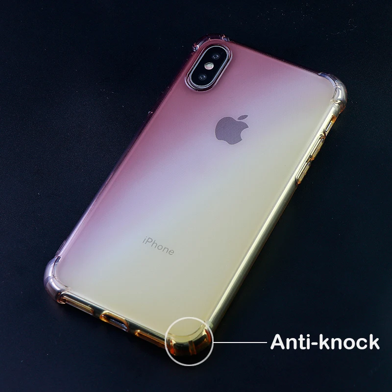 Противоударные градиентные за чехол на айфон X XS MAX XR 8 7 6 S Plus плотный Мягкие
