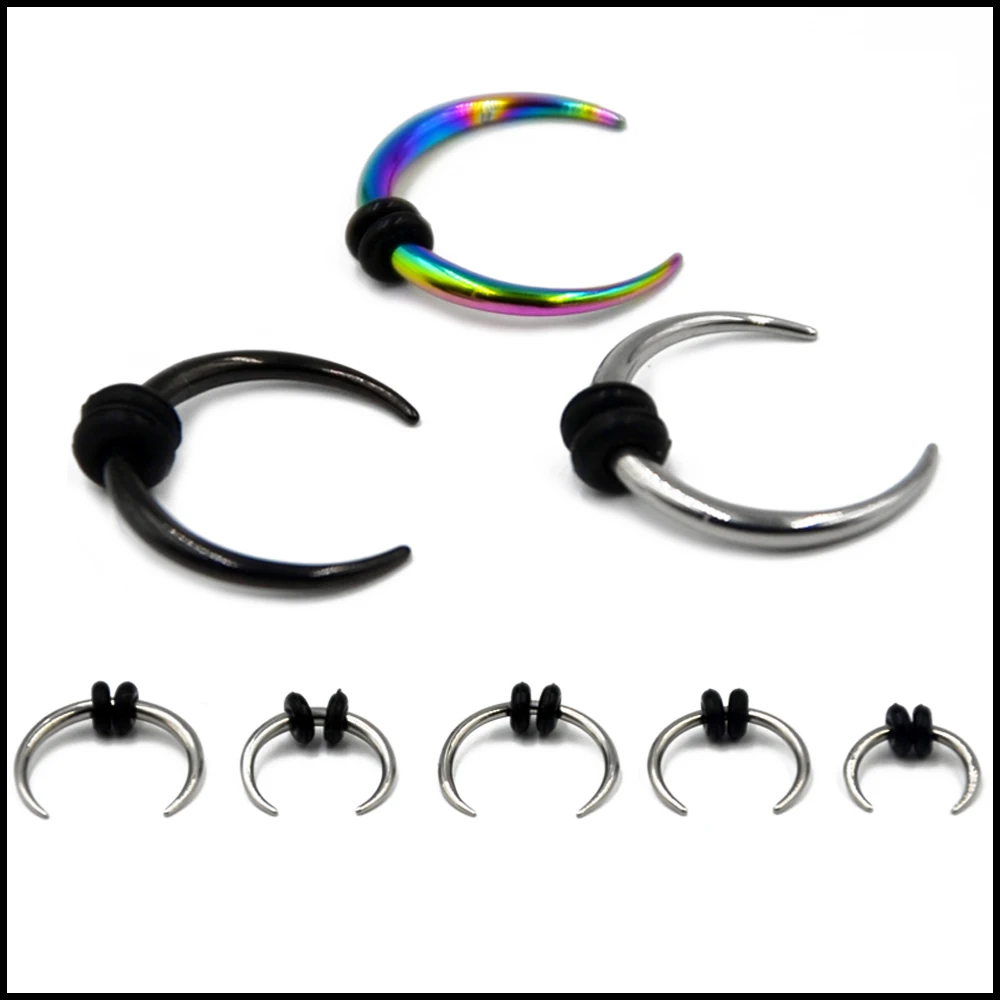 

1 Piece Surgical Steel OX Horn Vintage Nose Septum Hoop Rings Ear Septum Clicker Horseshoe Nose Ear Taper Piercing Body Jewelry