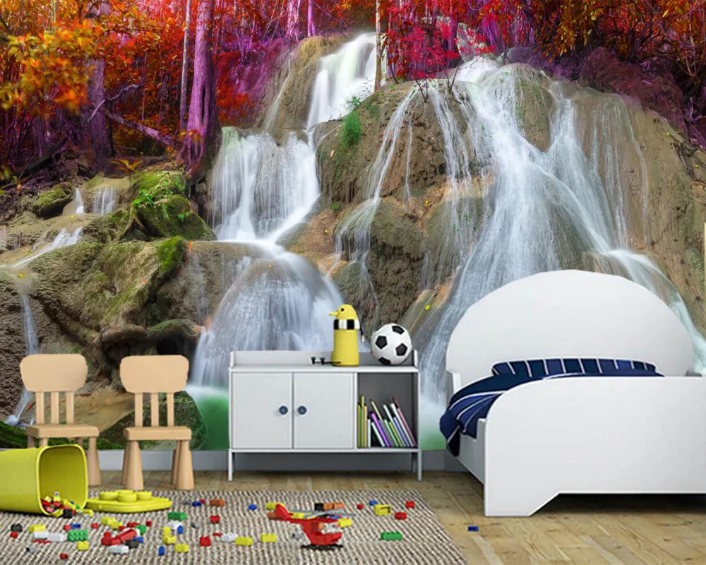Водопад Crag природа фото 3d обои фрески Papel де parede гостиная ТВ диван настенная