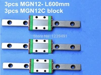 12mm linear guide mgn12 l600mm linear rail with mgn12c linear carriages block for cnc diy and 3d printer xyz cnc