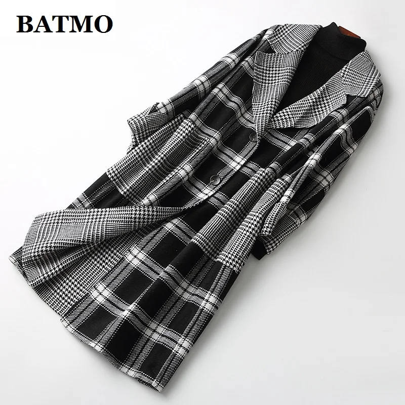 Batmo 2019 Новое поступление весна Двусторонняя шерсть плед повседневное тренч для