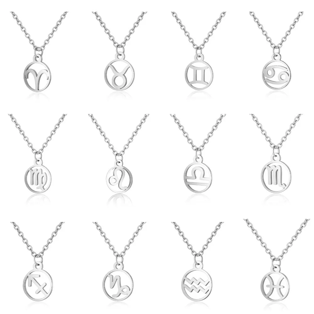 

Todorova Stainless Steel Star Zodiac Sign Neckless 12 Constellation Pendant Necklace Women Gold Chain Necklace Men Jewelry