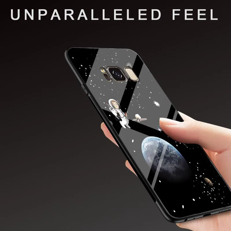 Marble Star Space Tempered Glass Phone Cases For Samsung Galaxy A8 2018 / Plus Soft TPU Bumper Protective Cover Coque |