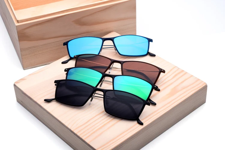 100% настоящий Титан ультралегкие поляризованные солнцезащитные очки без оправы