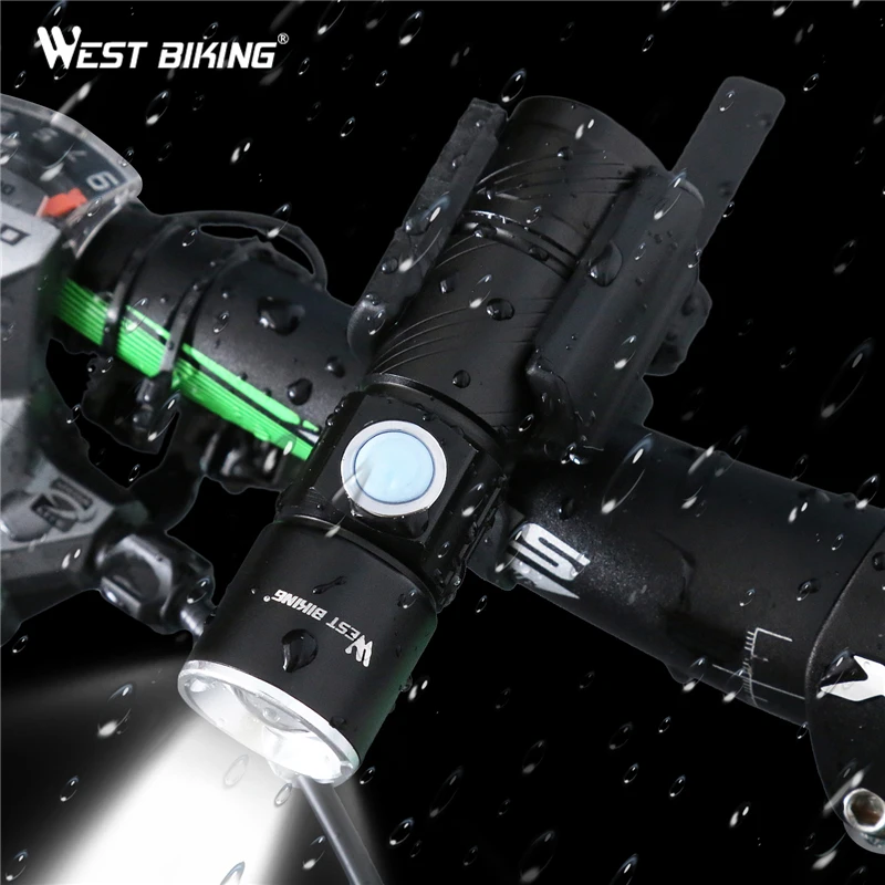 WEST BIKING велосипед передний светильник светодиодный USB Перезаряжаемые свет зум