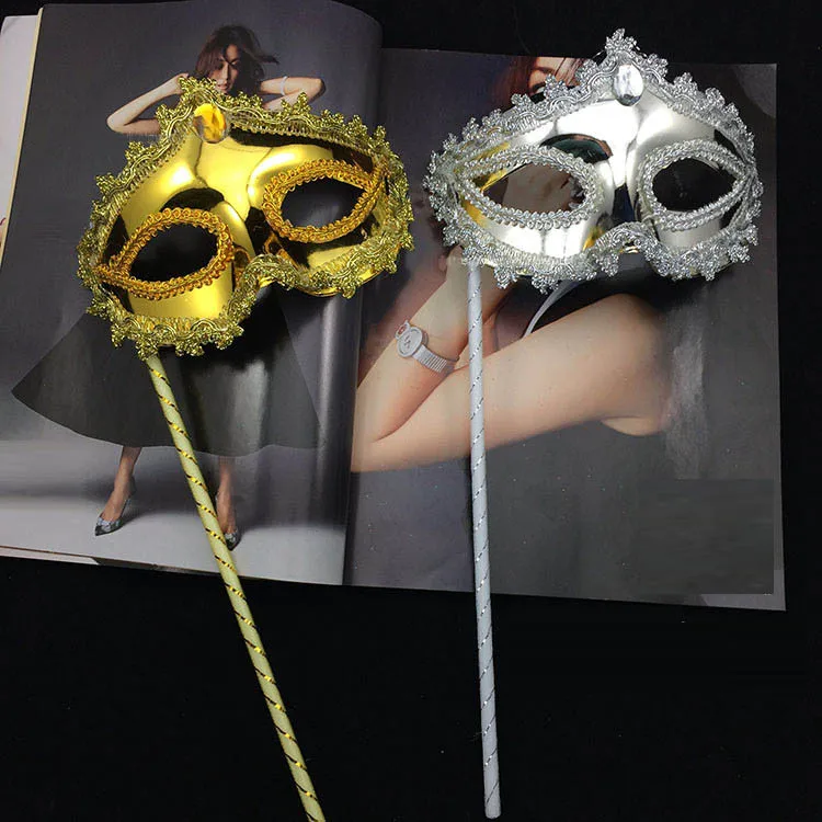 Adult Child Masquerade Party Mask On Stick Handheld Sequin Venetian Ball Masks Wedding Decor Birthday Night Club Carnival Gift|Маски для