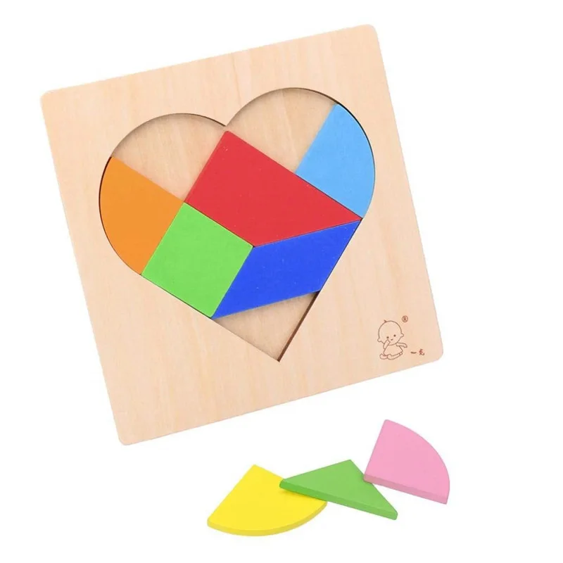 Wooden Puzzle for Children Kids Geometric Square Board Intelligence Puzzle Kids Wooden Learning Educational Toys Jigsaw