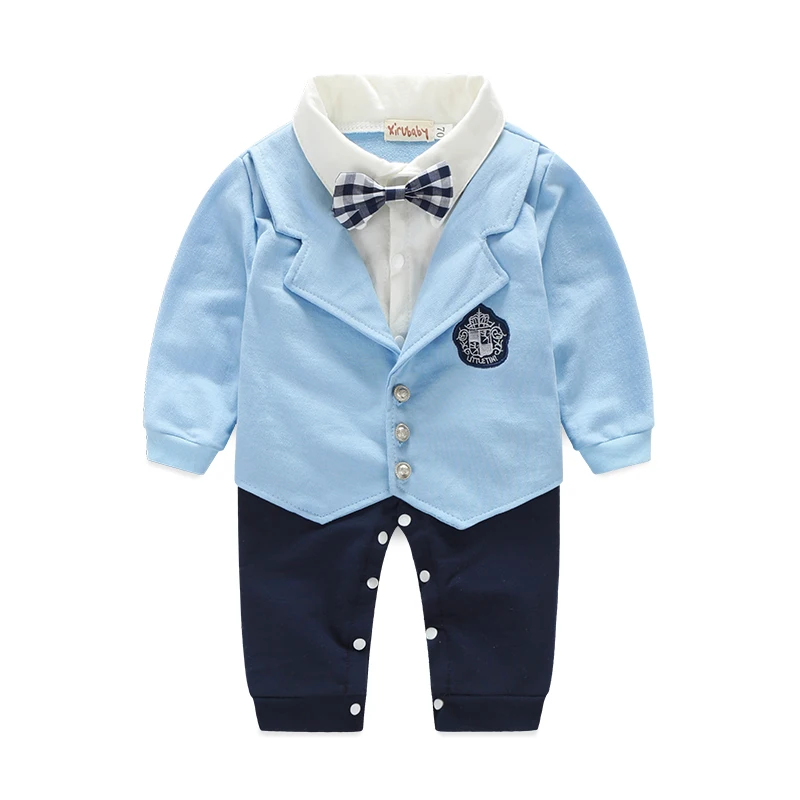 Gentleman baby clothes cotton costume long sleeve romper for wedding and party |