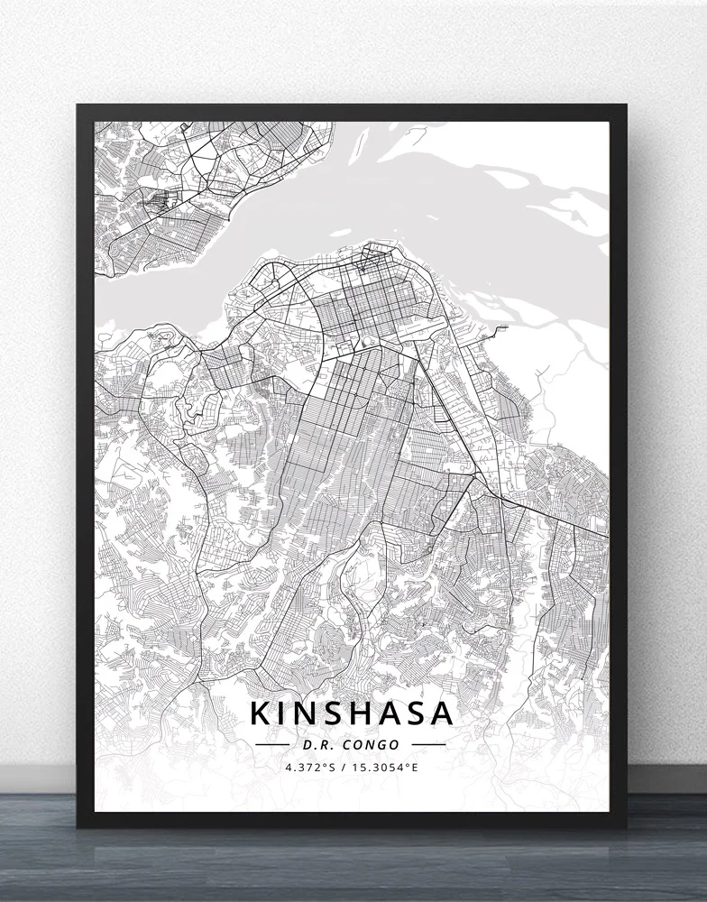 

Kinshasa DR Congo Map Poster