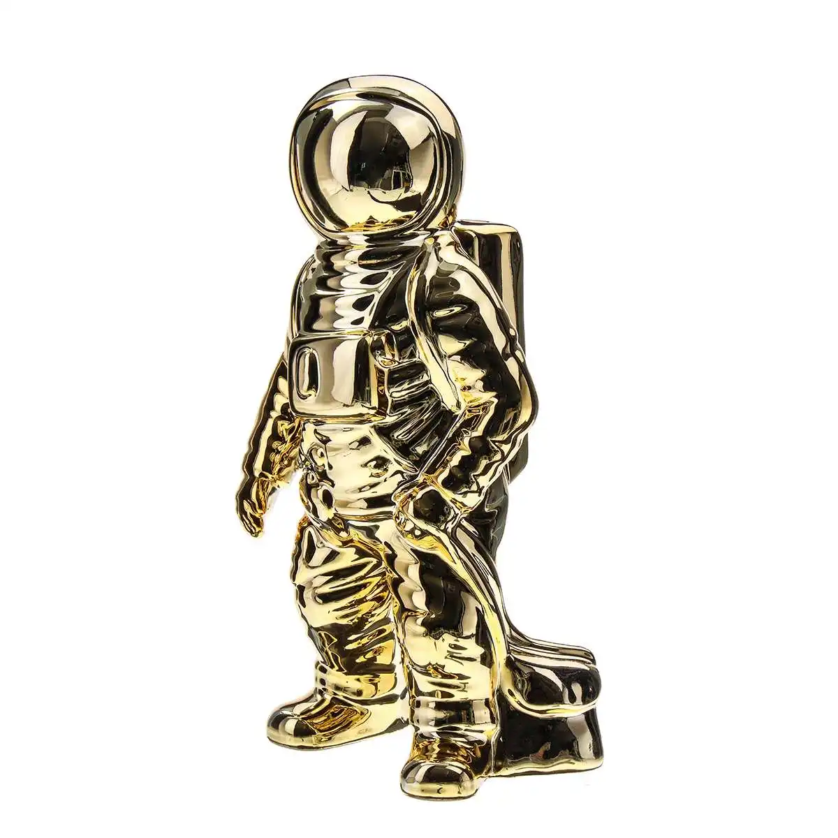gold stand Космический человек астронавт скульптура ракета самолет космонавт фигурка модель Керамическая материал статуя украшения дома фигурки - Цвет: gold stand