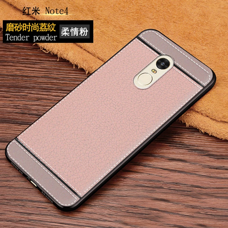 

Litchi silicone case for Xiaomi redmi note 4 funda lychee leather matte soft tpu cover xiomi redmi note 4x coque etui tok kryty