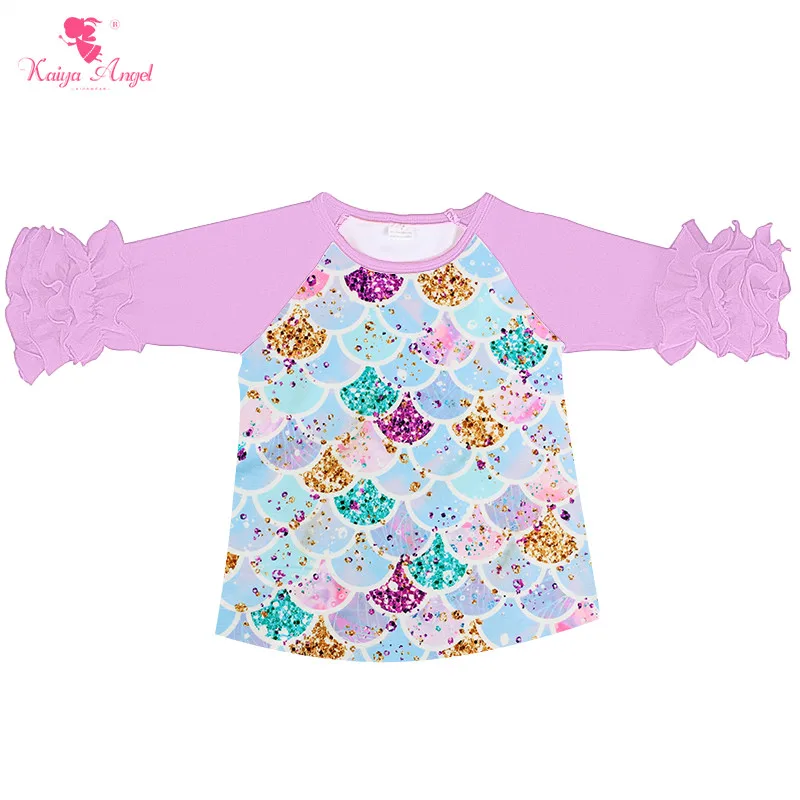 KY-SY-065-12 Kaiya Angel/ г., однотонная хлопковая одежда с рукавами три четверти детский топ с цветочным рисунком для девочек, рубашка из бутика для малышей - Цвет: KY-SY-065-12