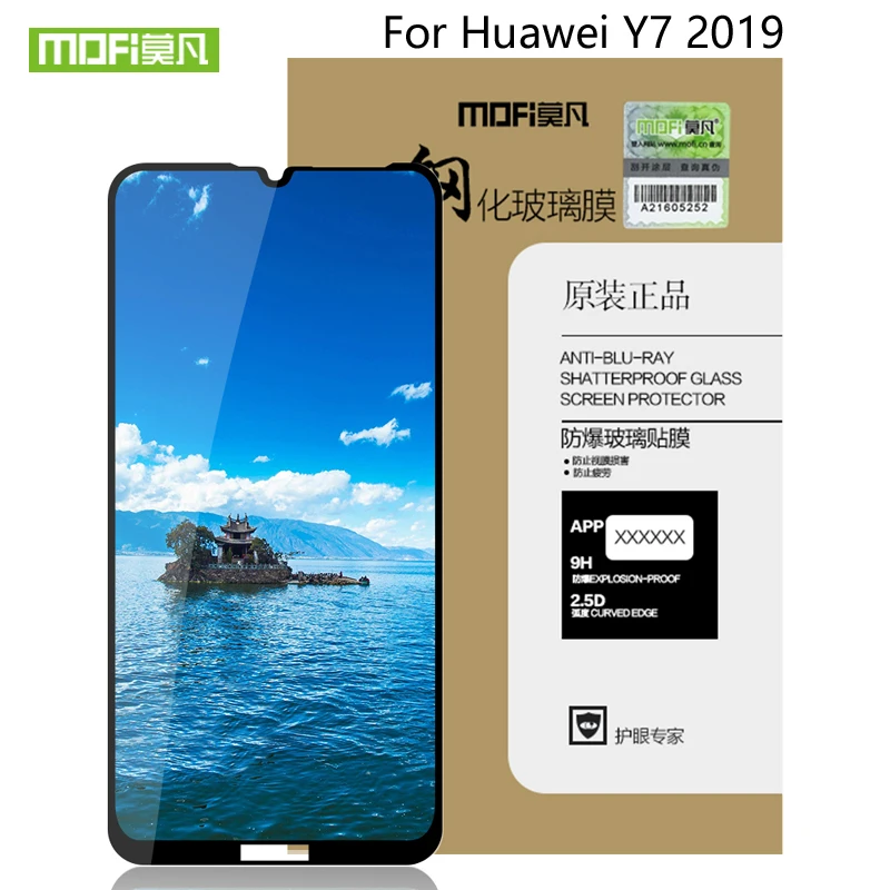 

Mofi For Huawei Y7 2019 Tempered Glass Full Cover Case Screen Protector Protective Glass Cover For Huawei Y7 2019 color Film