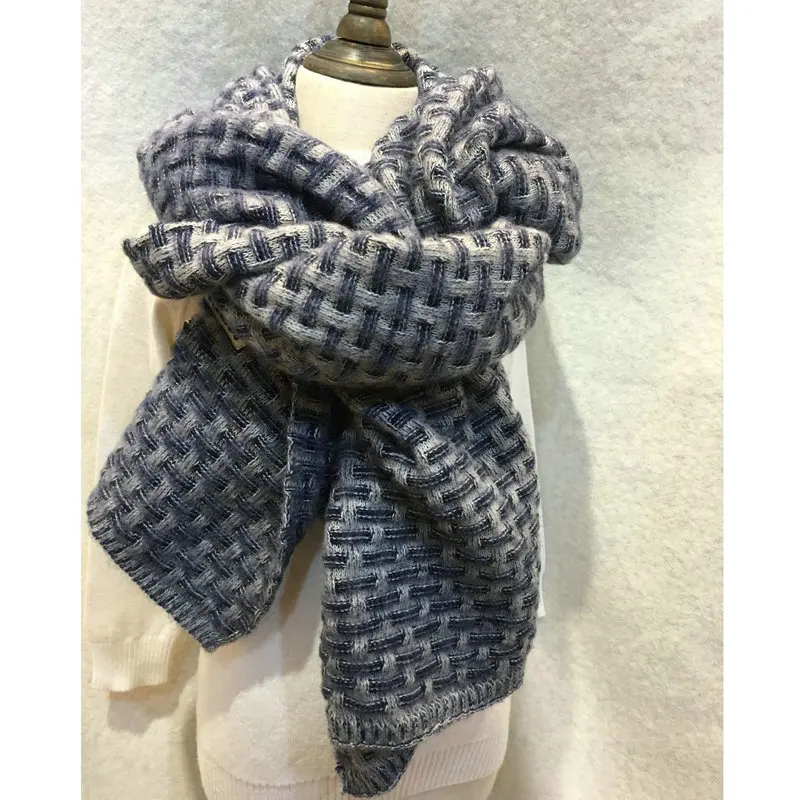 Шарф женский цветной с геометрическим узором YG453|shawl poncho|scarf womenknit scarf |