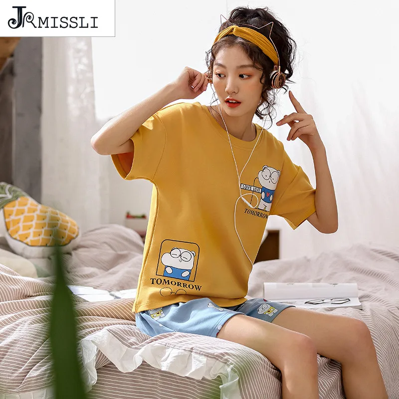 JRMISSLI женская ночная одежда пижамы с рисунком повседневные топы штаны домашняя