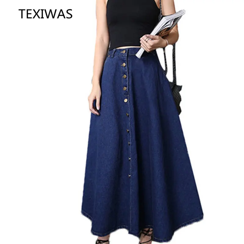 Женская джинсовая юбка-трапеция TEXIWAS облегающая в ковбойском стиле на пуговицах