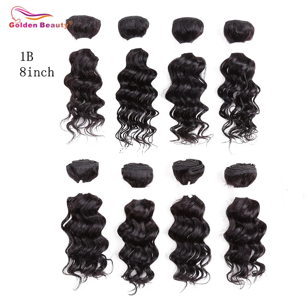 8-14 Deep Wave Ombre Hair Bundles - Burgundy Synthetic Short Sew in Hair Extensions (Heat Resistant) | 8pcs/Pack image 4